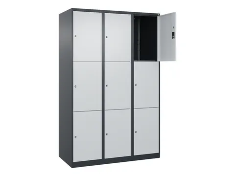 lockerkast,HxBxD 1850x1200x500mm,3x3vakken,vak B 400mm,cil.-slot