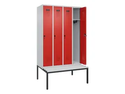 locker met bank,HxBxD 2120x1200x815mm,4vak,vak B 300mm,draaigrendel