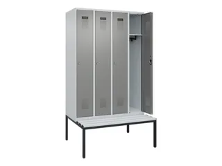 locker met bank,HxBxD 2120x1200x815mm,4vak,vak B 300mm,cilinderslot - 1