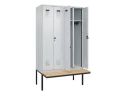 locker met bank,voor scheiding van kleding,HxBxD 2120x1200x815mm,4vak