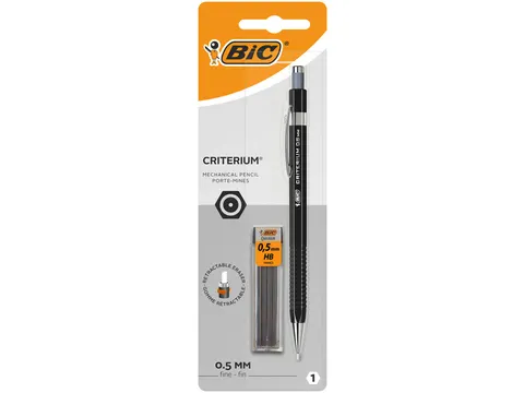 Vulpotlood Bic Criterium HB 0.5mm incl 12 stiften zwart blister à 1st