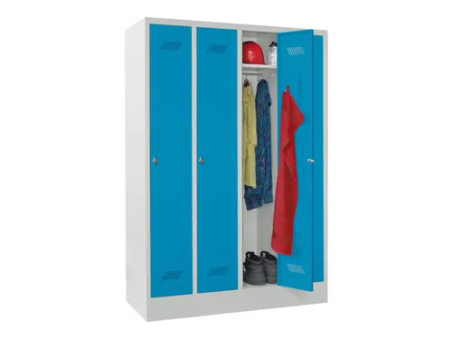 lockerkast,HxBxD 1850x1200x500mm,4vak,RAL7035,front RAL5012