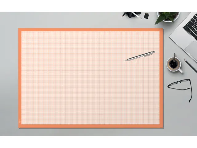 Schrijfonderlegger van papier, Graph, millimeter geruit, wit/oranje, 5