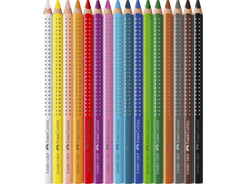 Kleurpotlood Faber-Castell Jumbo GRIP etui met 16 stuks assorti