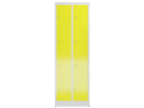 Lockerkast 1800x590x500mm 2x4 vakken cilinderslot, sokkel, RAL1018