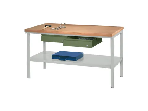 Werkbank 900x1500x700mm 2laden Frame/behuizing Ral7035 Front Ral6011