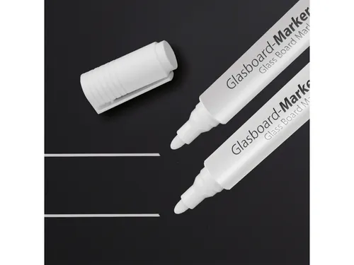 Glasbordmarker Sigel set 2 stuks wit ronde punt 2-3 mm