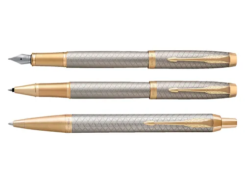Balpen Parker IM Premium Warm Silver GT Medium Blauwe inkt