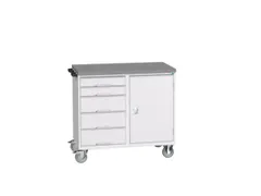 montagetafel 980x1050x600mm linoleumblad 5 laden kast front RAL7035