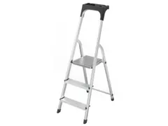 aluminium trapladder,eenzijdig,3treden,bordes geribbeld,stand H 0,61m