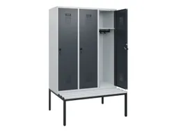 locker met bank,HxBxD 1950x1200x815mm,3vak,vak B 400mm,draaigrendel