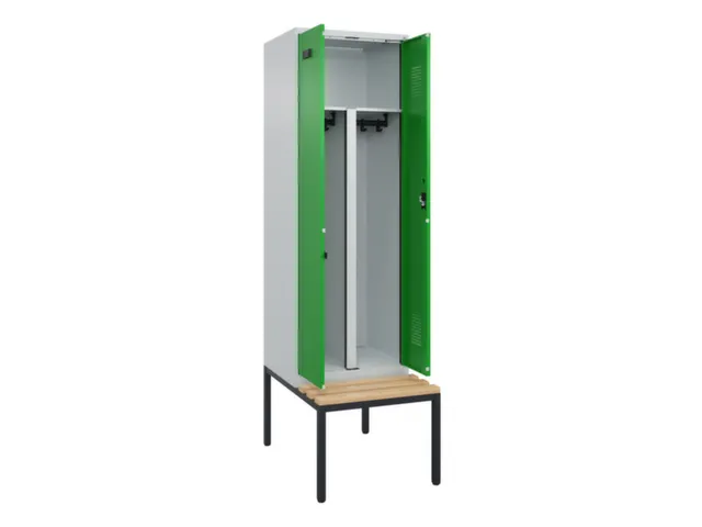 PBM-locker met bank,HxBxD 2120x600x815mm,2vak,vak B 300mm