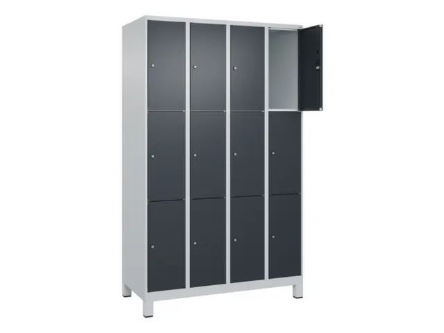 lockerkast,HxBxD 1950x1200x500mm,4x3vakken,vak B 300mm,cil.-slot