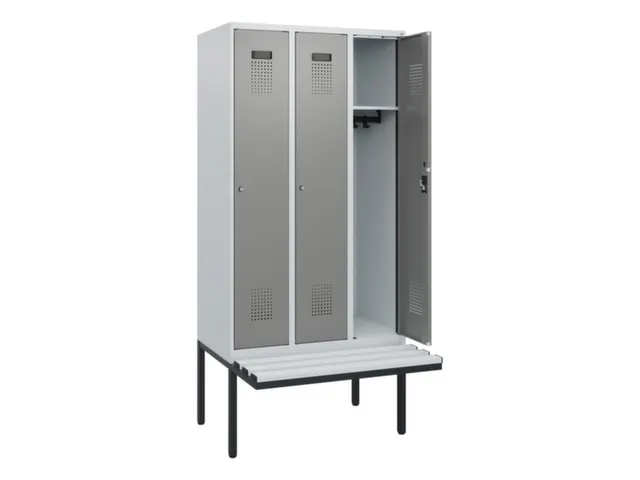 locker met bank,HxBxD 1950x900x815mm,3vak,vak B 300mm,cilinderslot