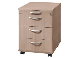 Mobiel Ladenblok Notenhout 590x430x580mm Pennenlade 3laden Beugelgreep - 1