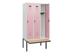 locker met bank,HxBxD 1950x900x815mm,3vak,vak B 300mm,draaigrendel