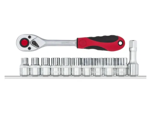R69008012 Dopsleutel + ratel 1/2 inch zeskant + strip 12-delig