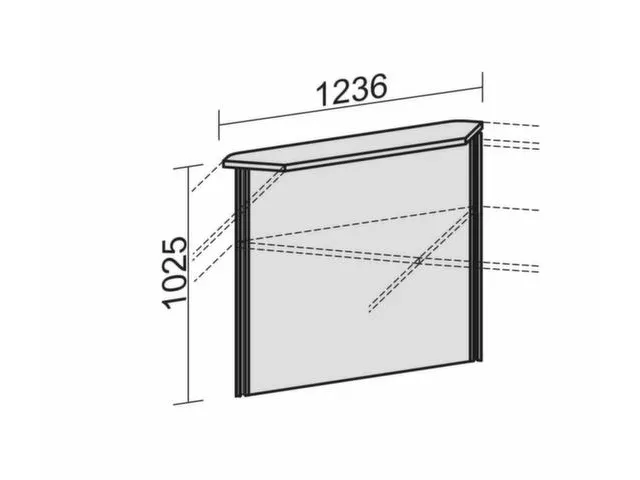 Hoekelement Balievoorbouw Bovenblad Rechts 1025x1236mm Lichtgrijs