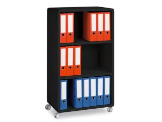transportwagen,HxBxD 1240x651x330mm,3vakken,2niveaus,3 OH,romp zwart - 1