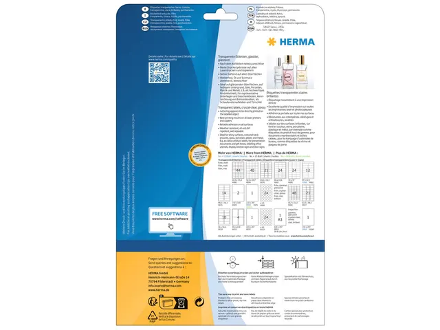 HERMA 8017 Transparant folie-etiket Glanzend A4 63,5x38,1mm 525 stuks