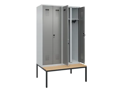 locker met bank,voor scheiding van kleding,HxBxD 2120x1200x815mm,4vak
