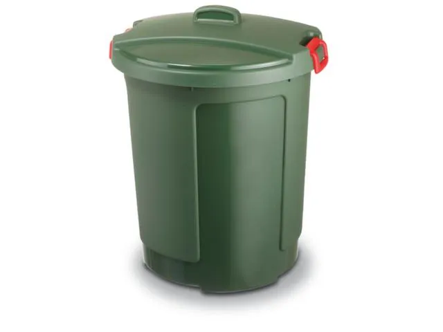 afvalbak,HxØ 640x390-490mm,romp PP groen,deksel PE groen