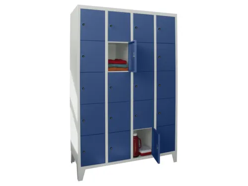 lockerkast,HxBxD 1850x1200x500mm,4x5vakken,RAL7035,front RAL5010