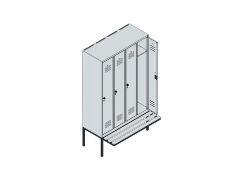 locker met bank,HxBxD 2120x1200x815mm,4vak,vak B 300mm,cil.-slot