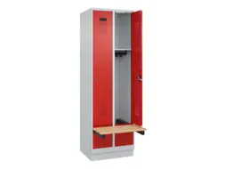 locker met bank,HxBxD 1950x600x815mm,2vak,vak B 300mm,cilinderslot