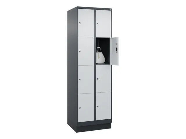 lockerkast,HxBxD 1950x600x500mm,2x4vakken,vak B 300mm,cil.-slot,sokkel