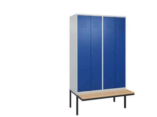 PBM-locker met bank,HxBxD 2120x1200x815mm,4vak,vak B 300mm,cil.-slot