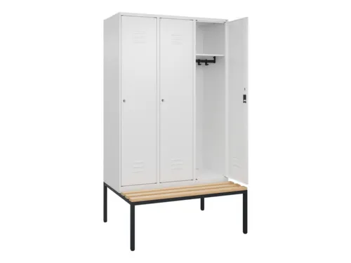 locker met bank,HxBxD 2120x1200x815mm,3vak,vak B 400mm,cil.-slot