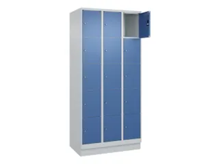 lockerkast,HxBxD 1950x900x500mm,3x5vakken,vak B 300mm,cil.-slot,sokkel - 1