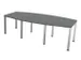 vergadertafel HxBxD 74x240x120cm vatvormig MS-donkergrijs 4voeten alu