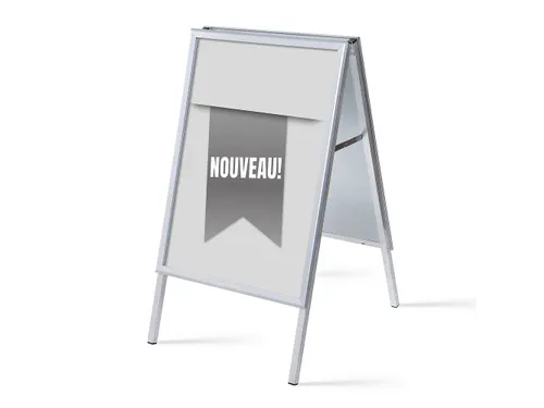 Stoepbord A1 complete set met print "NOUVEAU" Grijs
