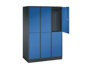 Dubbeldekse garderobekast,HxBxD 1950x1220x600mm,3x2vak.,vak B 360mm - 1