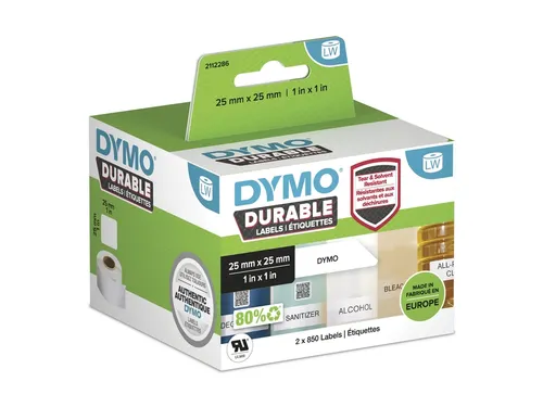 Etiket Dymo 1933083 industrieel 25x25mm 2 rollen á 850 stuks wit