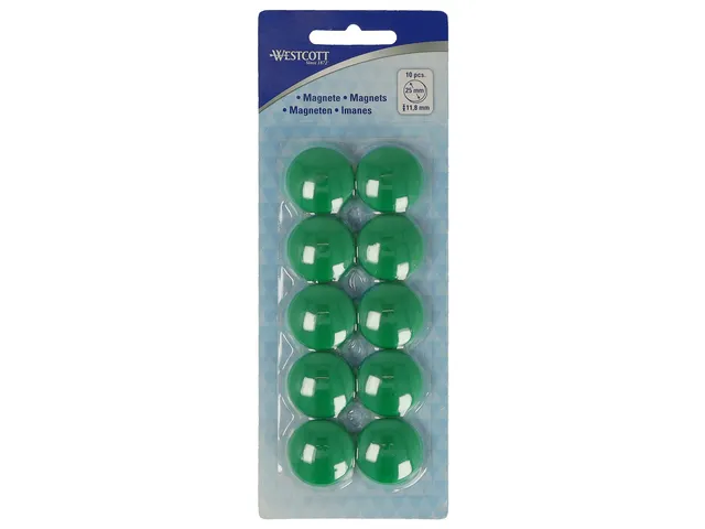 Aimant Westcott Ø 25x11,8mm 300g Vert Set 10 pièces