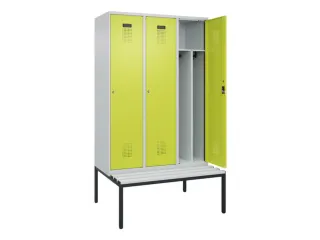 locker met bank,voor scheiding van kleding,HxBxD 2120x1200x815mm,3vak - 1