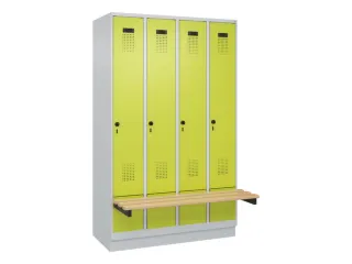 locker met bank,HxBxD 1950x1200x815mm,4vak,vak B 300mm,draaigrendel - 2