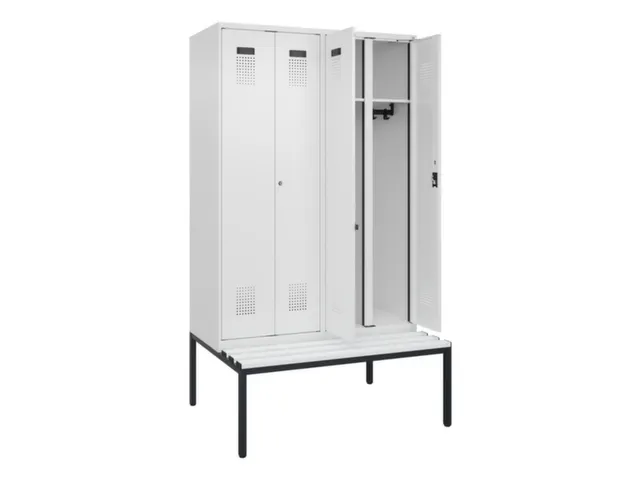 locker met bank,voor scheiding van kleding,HxBxD 2120x1200x815mm,4vak