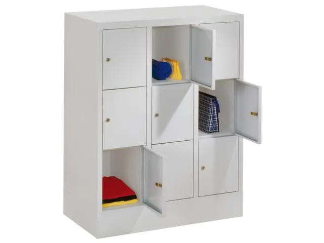 Lockersysteem 1187x930x500mm 3x3 Vakken 300mm Cilinderslot Sokkel