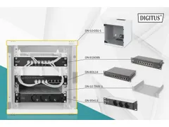 10'' Netwerk Set incl. 6HE Wandbehuizing Grijs Plank PDU 8-Port Switch