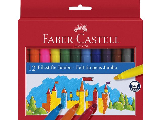 viltstiften Faber-Castell Jumbo 12 stuks karton etui | ViltstiftenShop.nl