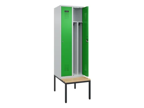 locker met bank,voor scheiding van kleding,HxBxD 2120x600x815mm,2vak