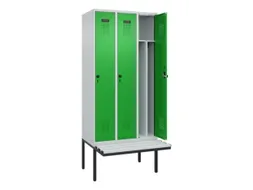 locker met bank,voor scheiding van kleding,HxBxD 2120x900x815mm,3vak
