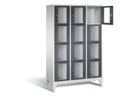 Lockerkast 1850x1200x500mm 3x4 vakken Cilinderslot Poten, RAL7021