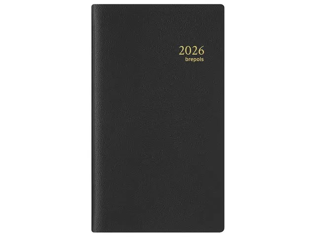 Agenda 2026 Brepols Interplan Genova spirale 7 jours/ 2 pages noir