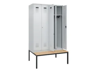 locker met bank,voor scheiding van kleding,HxBxD 2120x1200x815mm,4vak - 1