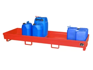 Opvangbak 4x 200l Opvangvol. 280l Rood 285x 2400x 800mm Open - 1
